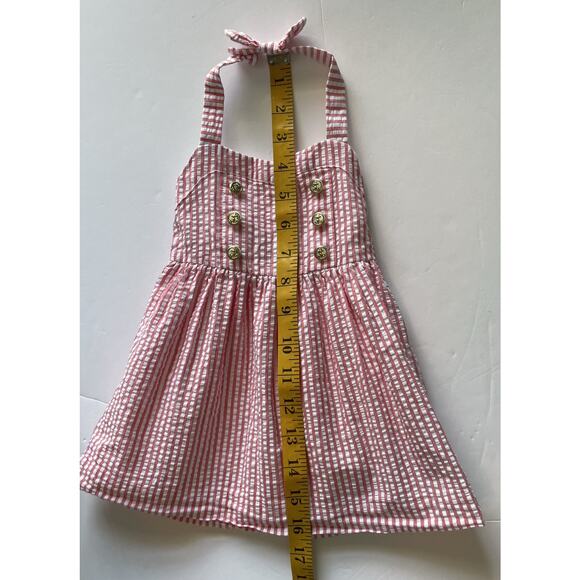 Janie And Jack Nautical Seersucker Smocked Striped Halter Sundress Size 3-6M - Picture 9 of 10
